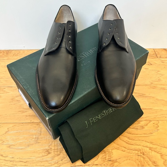 Joesph Fenestrier Paris NIB 8 Black Leather Gruge Lace Up Derby Softanyl Noir